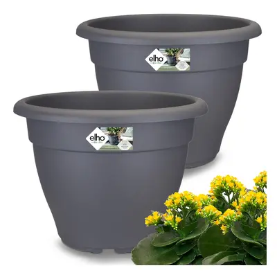 Set di 2 vasi da fiori antracite 29x22cm 7,1L