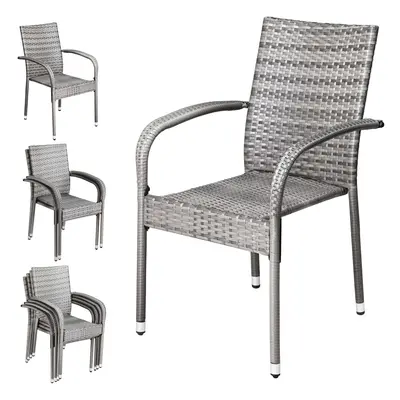 Set 4x Sedie da giardino impilabili grigie polyrattan