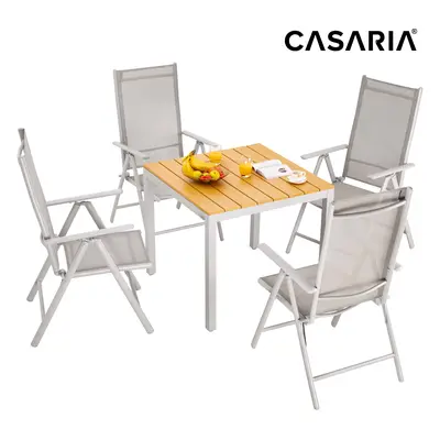 Set Sedie con Tavolo WPC da giardino Bern pieghevole 5 pezzi crema alluminio