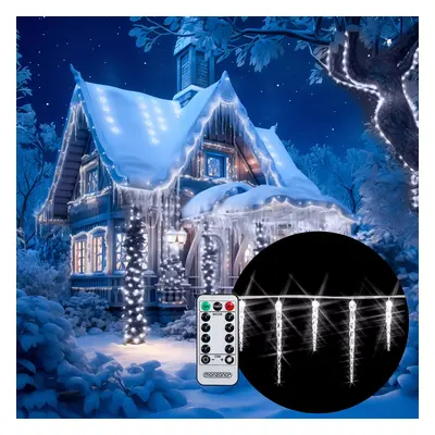 Luci natale 40 ghiaccioli LED bianco 10,4m telecomando