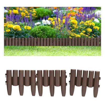 Recinzione giardino set 1x 8 pz. marrone plastica 2,24m