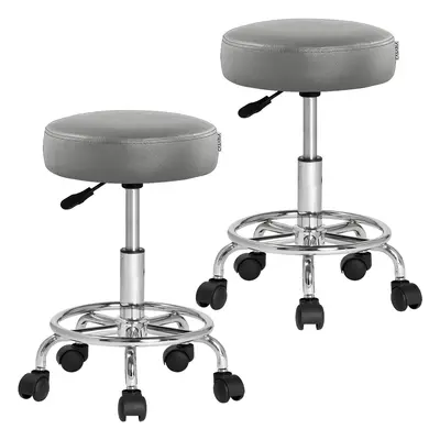 Sgabello girevole 360º set di 2 grigio altezza regolabile