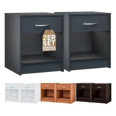 Comodino Hamburg Set di 2 Antracite 50x40x35cm