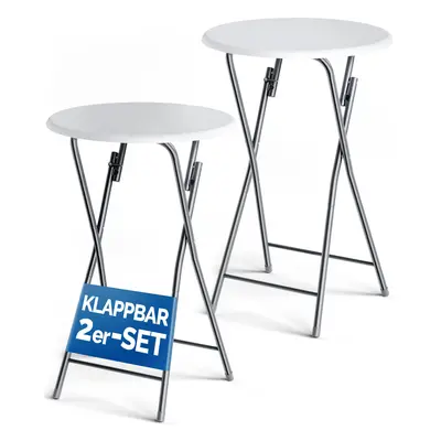 Tavoli alti Set di 2 legno Bianco Ø60cm pieghevoli