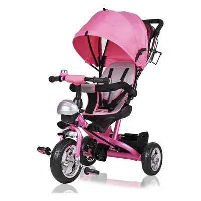 Triciclo passeggino per bambini rosa con cappotta