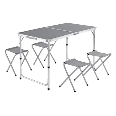 Set Tavolo da campeggio con sedute alluminio grigio