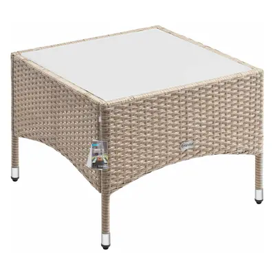 Tavolino da appoggio polyrattan grigio 58x58x42cm