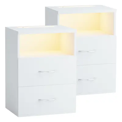 Comodino Jamie set di 2 bianco 55x40x28cm