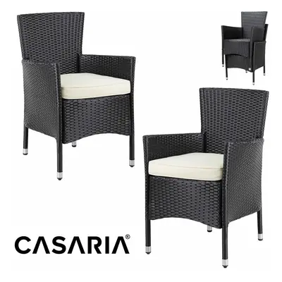 Sedie da giardino 2 pz nero/crema in polyrattan