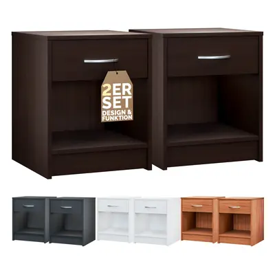 Comodino Hamburg Set di 2 Aspetto wengé 50x40x35cm