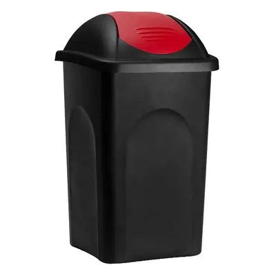 Pattumiera con coperchio scorrevole nero-rosso plastica 60l