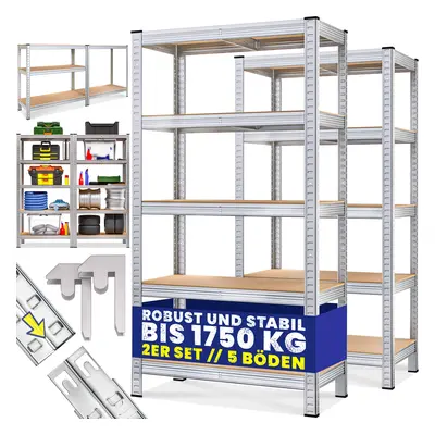 Set 2x Scaffali metallici 875kg metallo 180x90x40cm