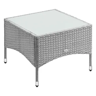 Tavolino in polyrattan grigio 58x58x42cm