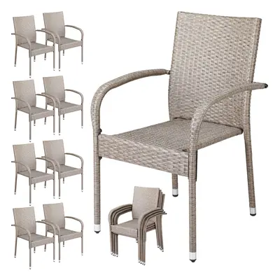 Sedie da giardino set da 8 crema polyrattan impilabili