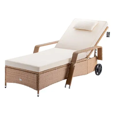 Sdraio da giardino crema polyrattan 193x90x43cm