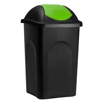 Pattumiera con coperchio scorrevole nero-verde plastica 60l