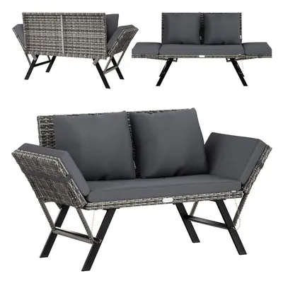 Panca da giardino in polyrattan grigio 176x56x81cm