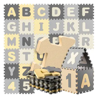 Tappeto puzzle XXL per bambini gommapiuma 3,3m² grigio 86 pezzi