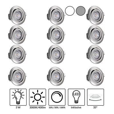 LED incasso Krog set da 12 nichel