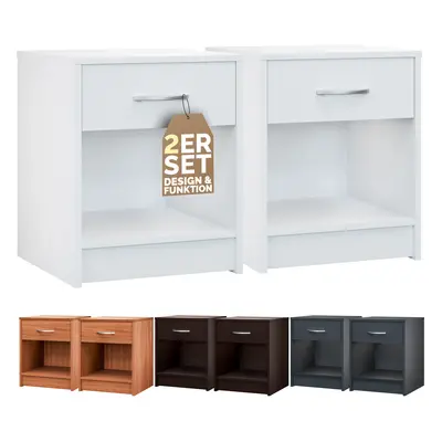 Comodino Hamburg Set di 2 Bianco 50x40x35cm