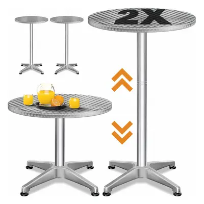 Tavolo bistro alluminio set da 2 Ø60cm altezza variabile