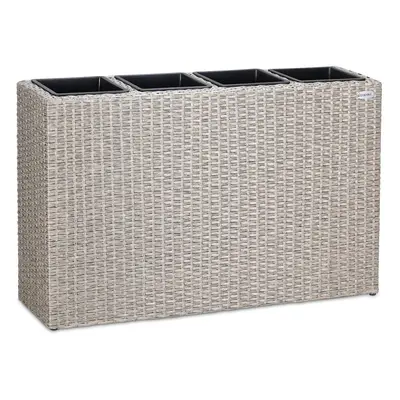 Fioriere a 4 vasi polyrattan crema 95x27x60cm