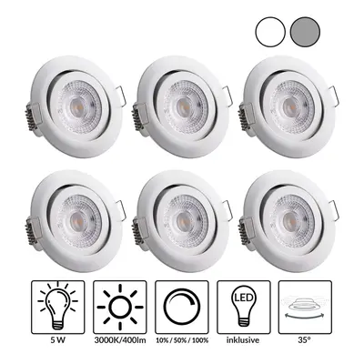 Luci da incasso LED dimmerabile set da 6 bianco