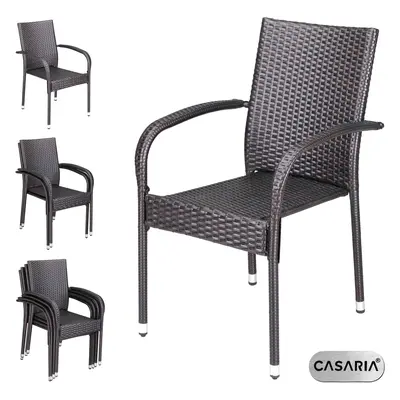 Set 4x Sedie da giardino impilabili marrone polyrattan