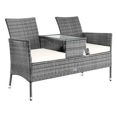 Panca da giardino Kino grigio polyrattan 143x55x88cm