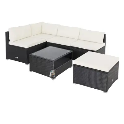 Salotto da giardino 16 pz nero-crema polyrattan