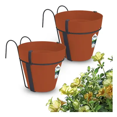 Set di 2 vasi da fiori in terracotta 20x28 cm con supporto