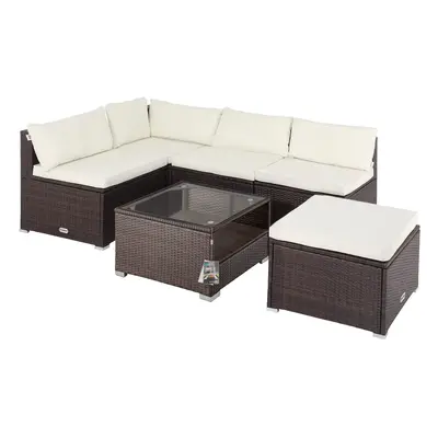 Salotto da giardino16 pz crema- marrone polyrattan