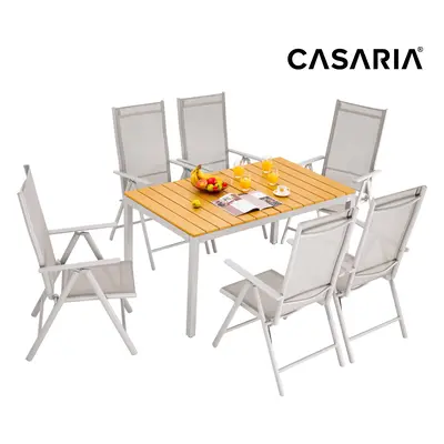 Set Sedie pieghevole con Tavolo WPC da giardino 7 pezzi 140x80x74cm