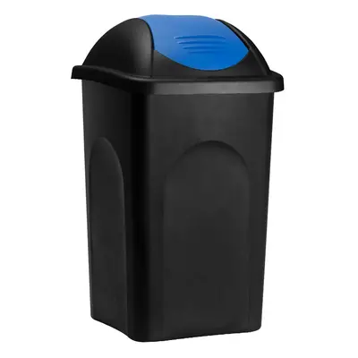 Pattumiera con coperchio scorrevole nero-blu plastica 60l