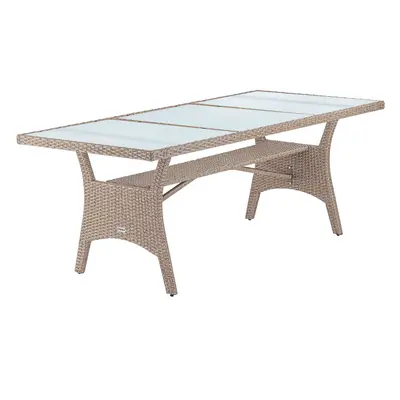 Tavolo da giardino Takeo crema polyrattan vetro 190x90x74cm