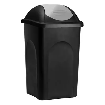 Pattumiera con coperchio nero-argento plastica 60L