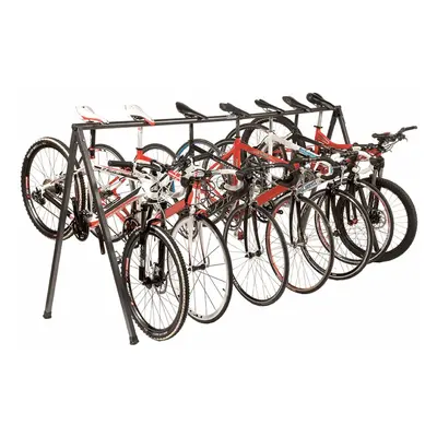 Espositore Orizzontale Richiudibile Grigio per 5-8 Bici, Dimensioni Regolabili 180-300cm, Altezz