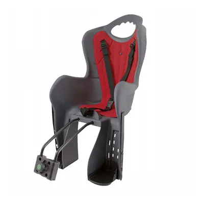 Seggiolino Posteriore Elibas per Bicicletta - Telaio Grigio con Cuscino Rosso, Portata 22 kg