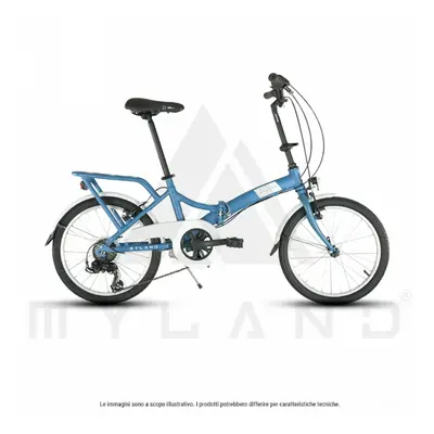 Bici Pieghevole 20' City Blu con Telaio in Alluminio e Cambio Shimano 6 Velocità