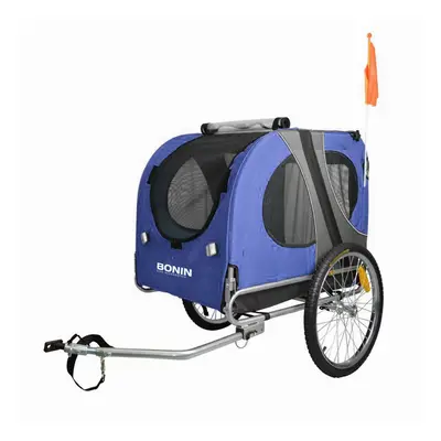 Carrello Porta Animali BONIN NPET Blu/Grigio con Ruote 20'', Portata 40 kg, Telaio in Acciaio