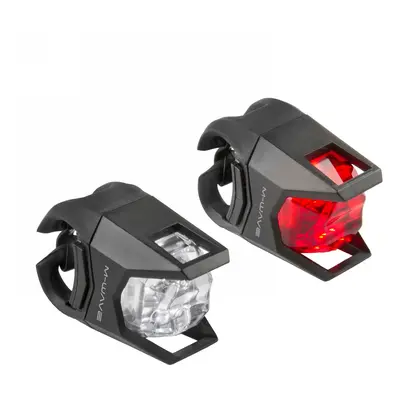 Set di Mini Lampade LED M-Wave Hunter Nero con 2 LED Bianchi e Rossi, 3 Funzioni, Montaggio Senz