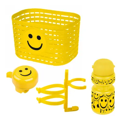 Set Smiley per Bambini: Cestino, Campana e Borraccia Gialla