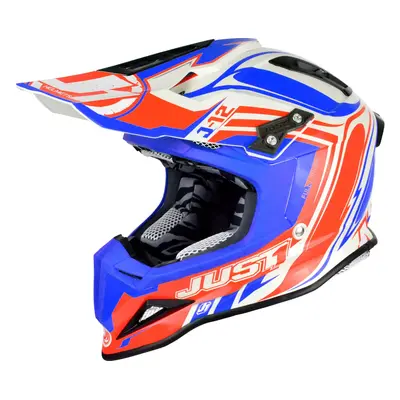 Just1 J12 Flame Casco moto cross, rosso-blu, dimensione per uomo