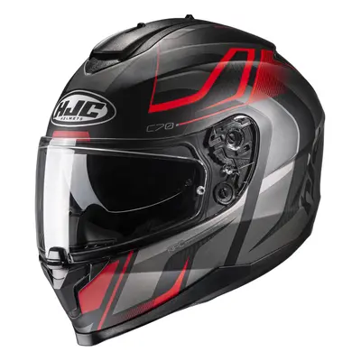 HJC C70 Lantic Casco, nero-grigio-rosso, dimensione per uomo