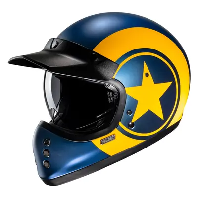 HJC V60 Nyx Casco, blu-giallo, dimensione per uomo