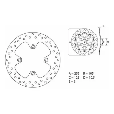 Brembo S.p.A. Disco Freno Fisso Rotondo Serie Oro