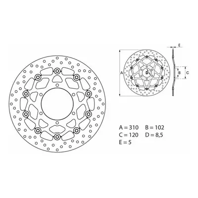 Brembo S.p.A. Disco Freno Flottante Rotondo Serie Oro