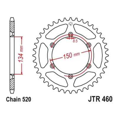 JT SPROCKETS Corona in acciaio resistente al fango 460 - 520