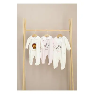 Tutina Ciniglia Collezione Design Personalizzato 3-6 M / Collo Smerlato / Celeste polvere