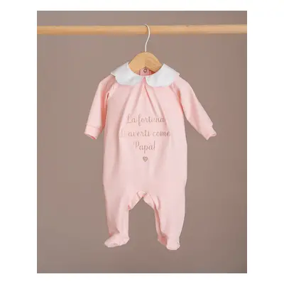 Tutina Cotone Collezione Dedica Personalizzata 3-6 M / Collo margherita / Bianca